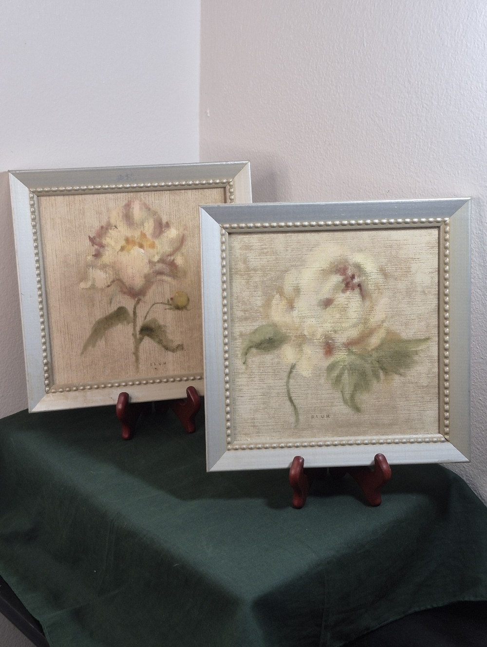Pair of Cheri Blum Framed Floral Art Prints 9.5" x 9.5"